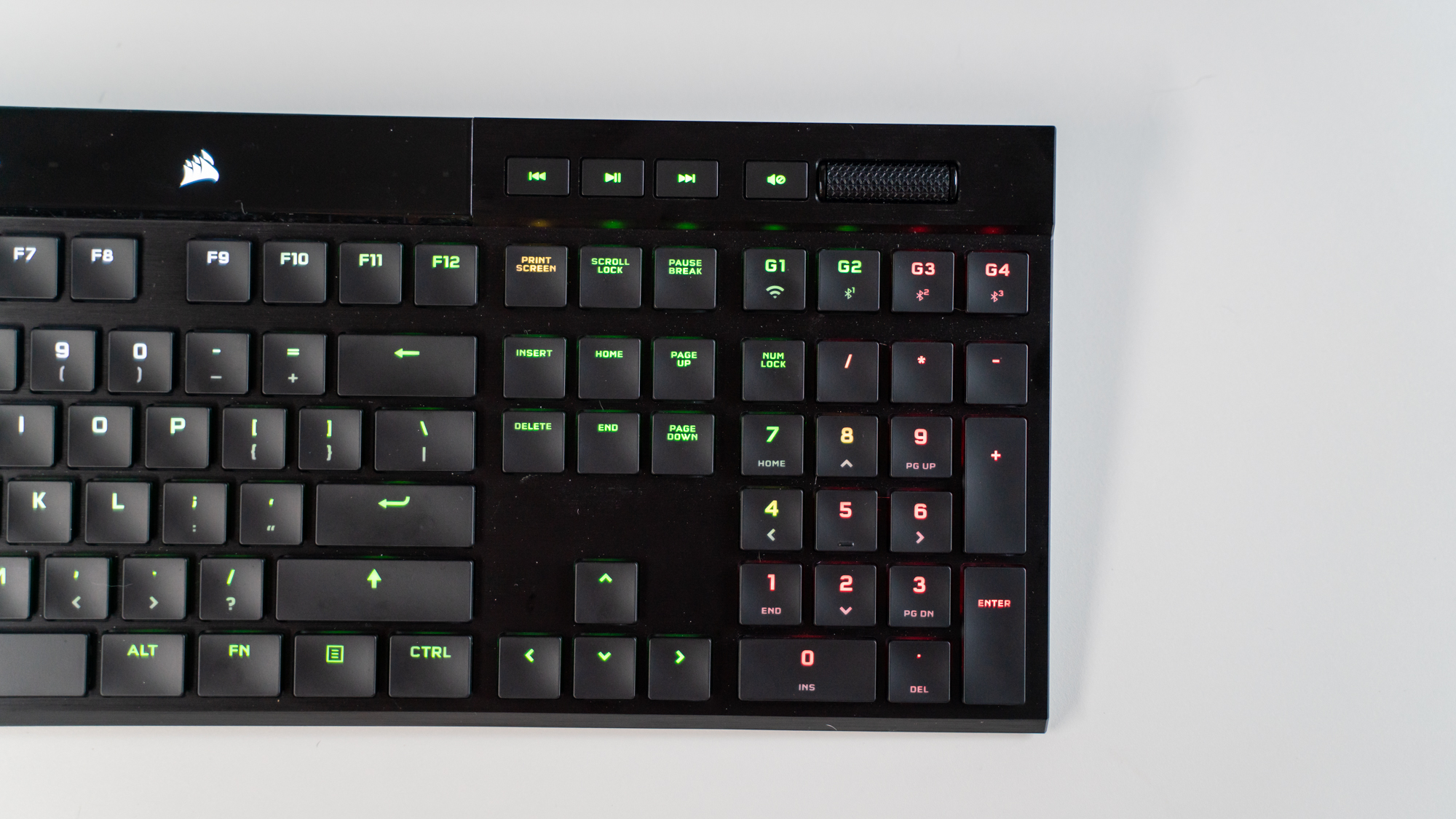Corsair K100 Air Wireless on a white desk
