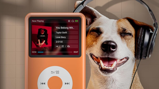 Innoasis Y1 digital audio player being used by a dog