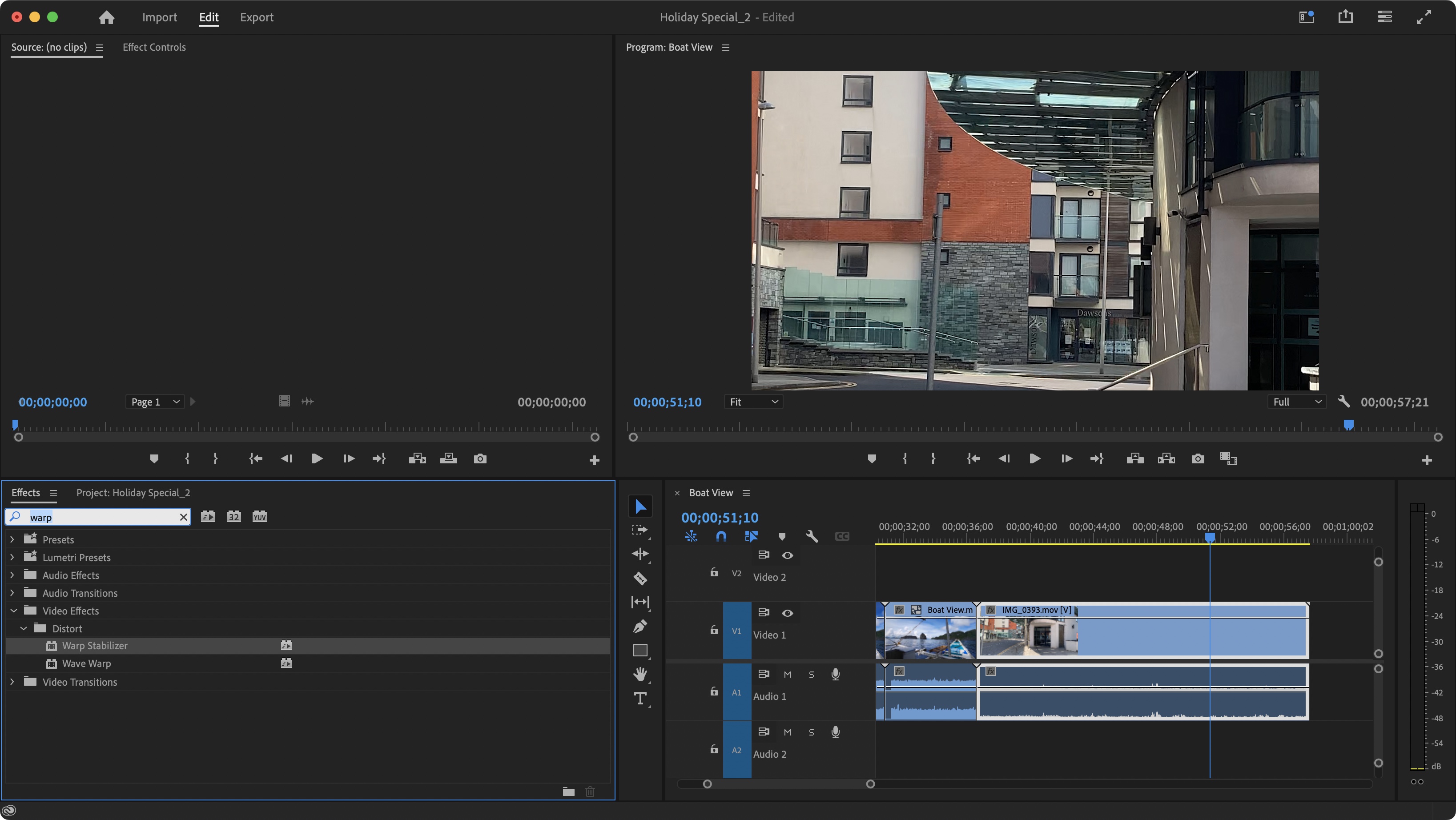 Using stabiliser tools in Adobe Premiere Pro