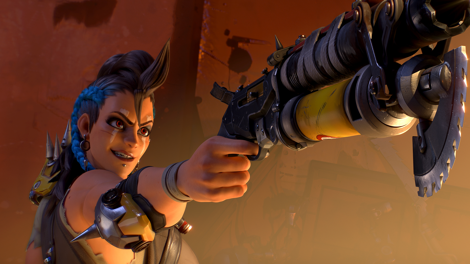Junker Queen holding scatter gun