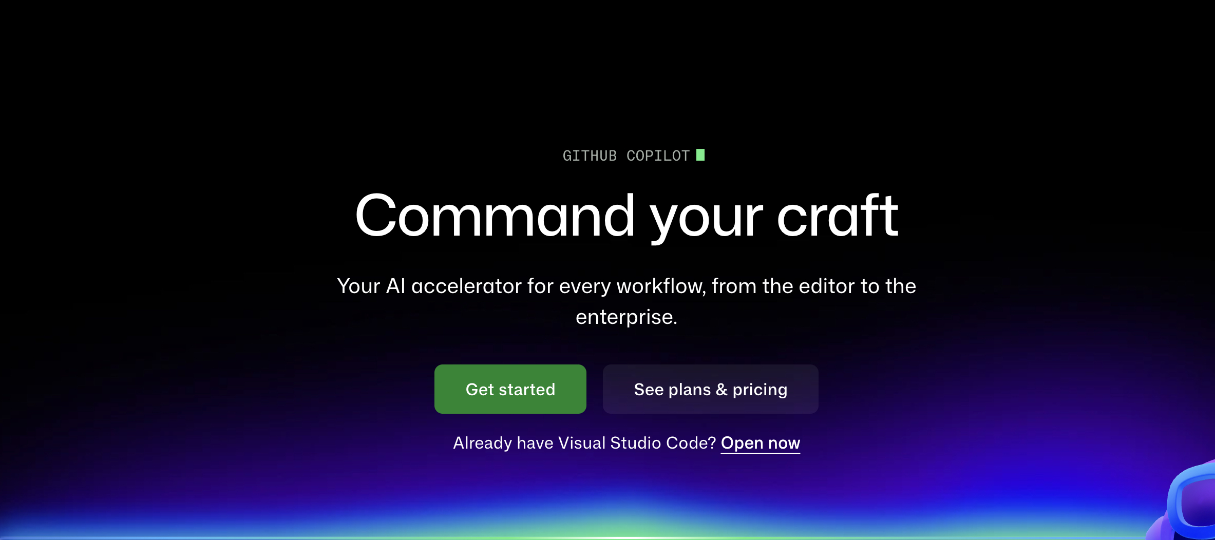 An image of GitHub Copilot homepage
