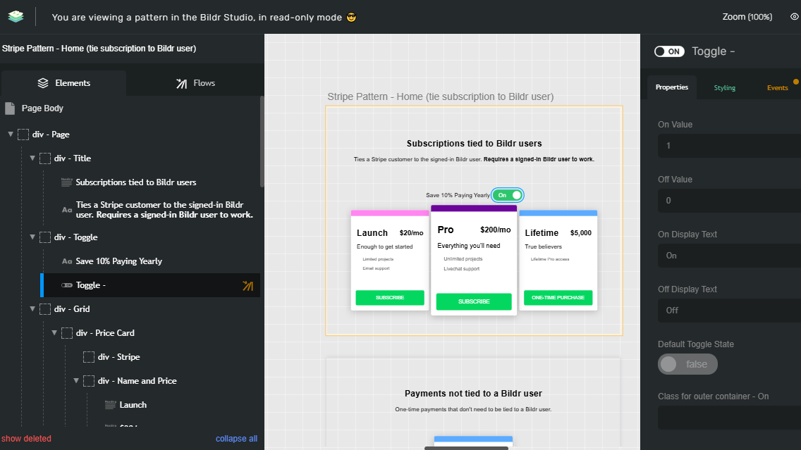 Bildr's app editing editing interface