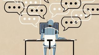 Robot replying to messages on a computer
