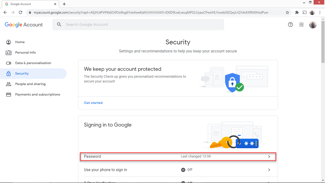 Google Chrome password