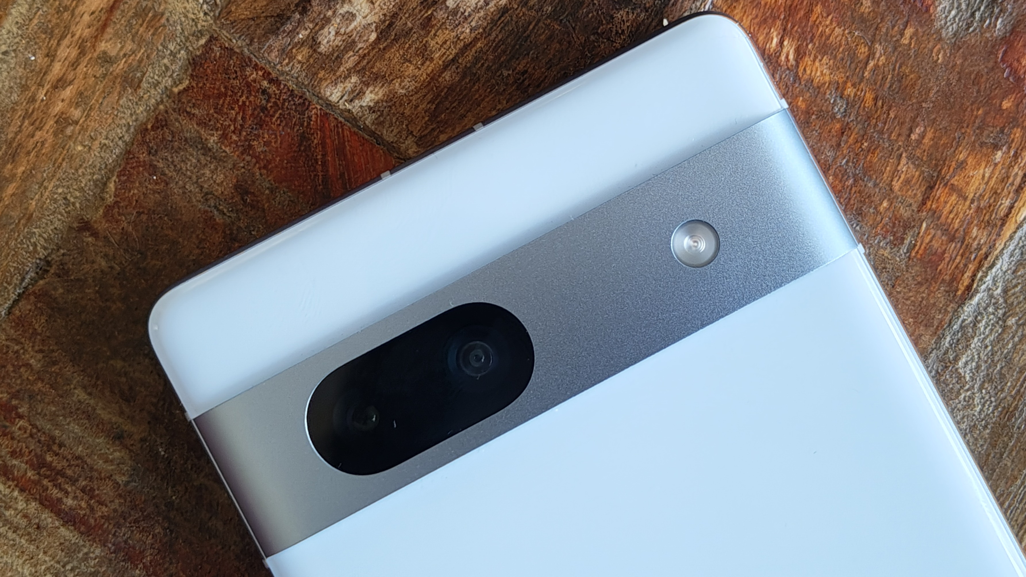 Close up of Google Pixel 7a sky blue color in situ 
