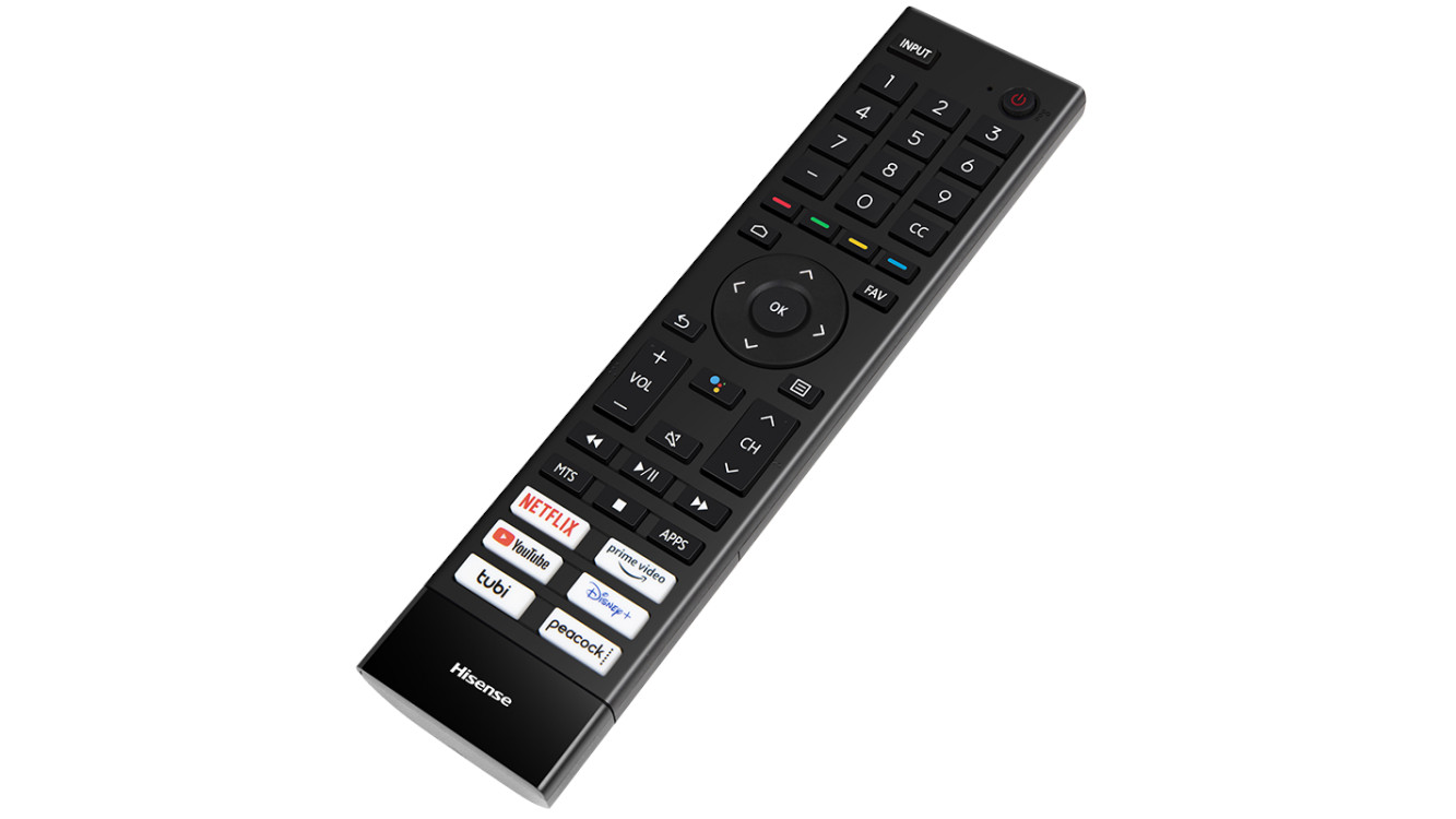 A picture of the Hisense U6G ULED TV's remote control