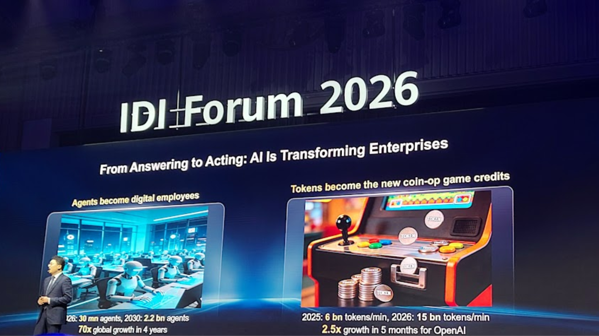 A slide on-screen during Huawei's IDI Forum 2026 presentation in Paris