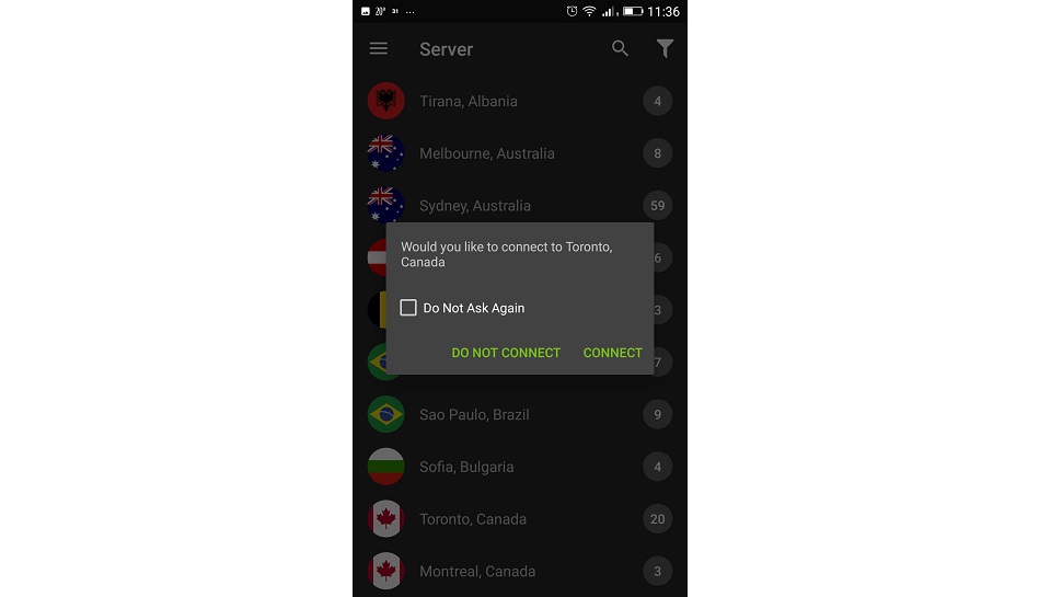 Android server confirm