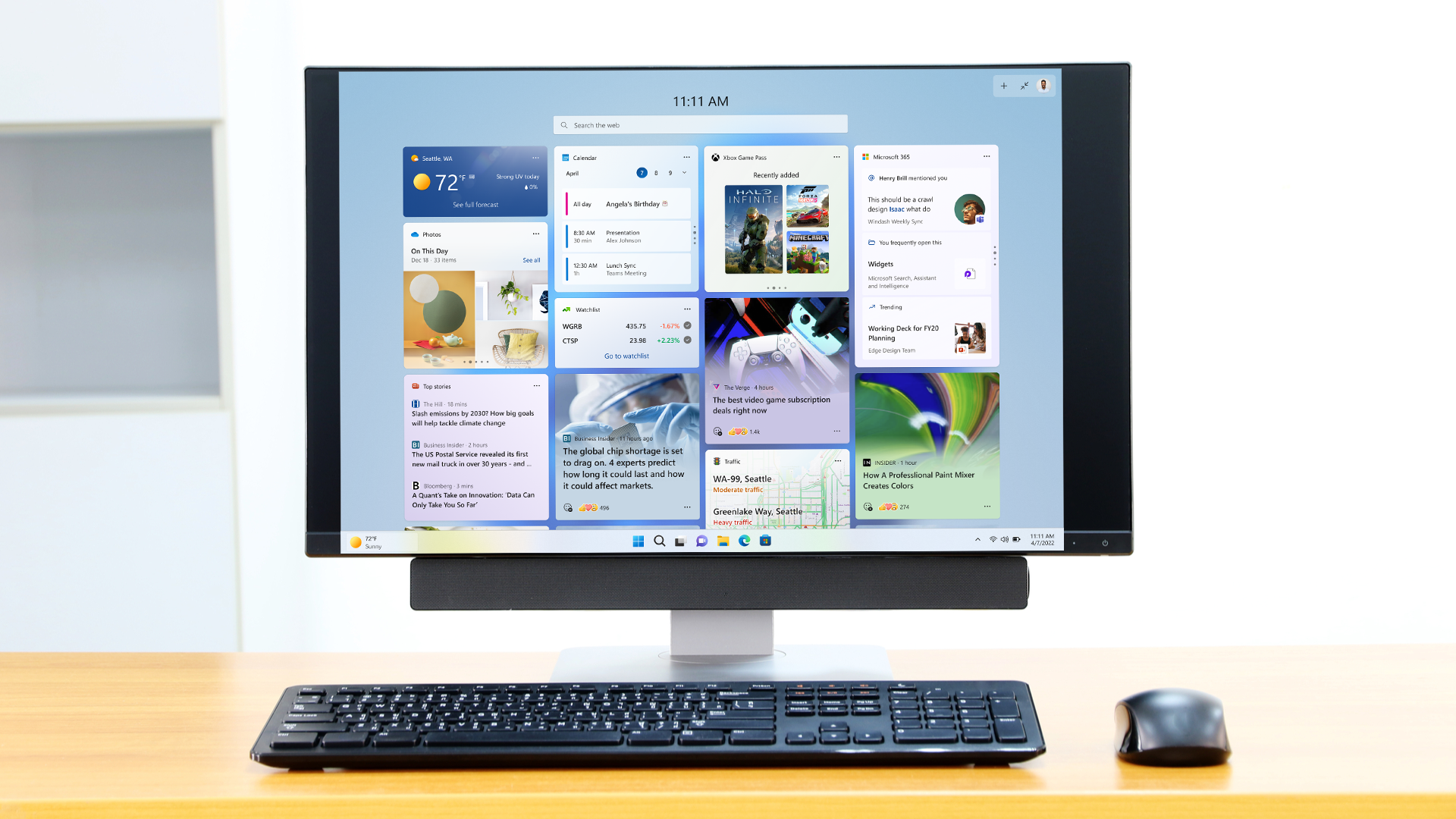Windows 11 widgets in an office