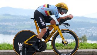 Remco Evenepoel of Team Belgium sprints during the 97th UCI Cycling World Championships Zurich 2024 – Men's Elite Individual Time Trial a 46.1km one day race from Gossau to Zürich