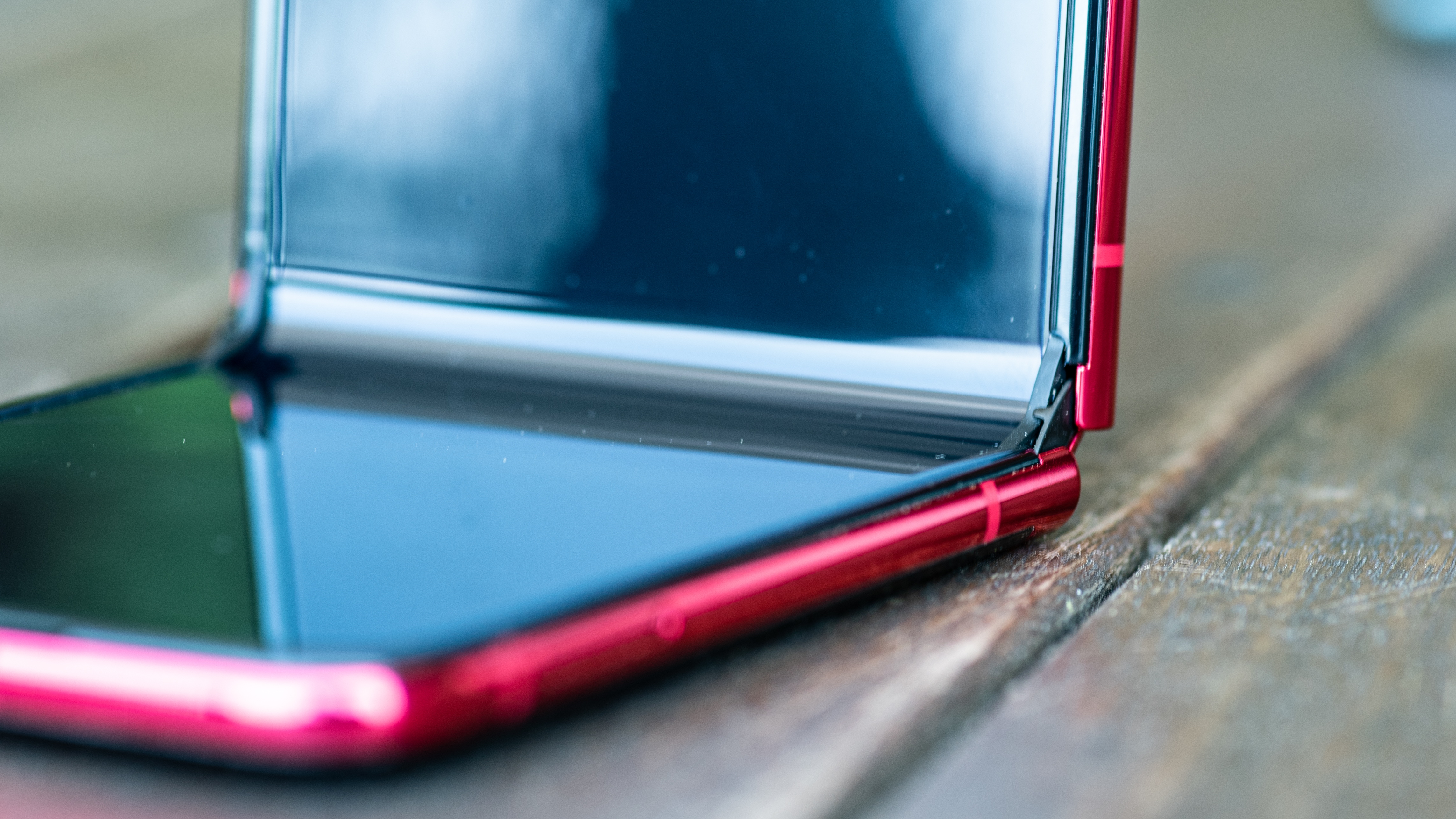 Motorola Razr Plus 2023 half open showing crease between two halves