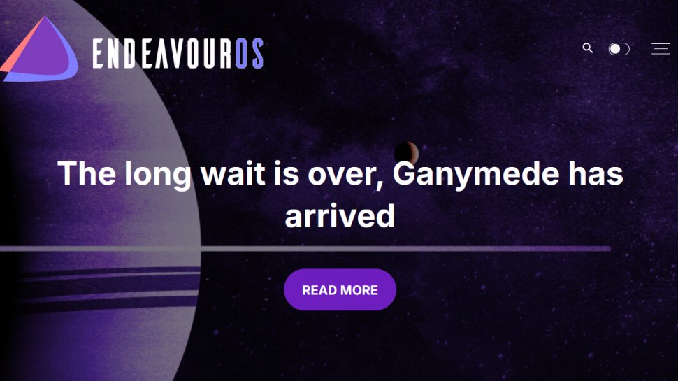 EndeavourOS website screenshot (January 2026).
