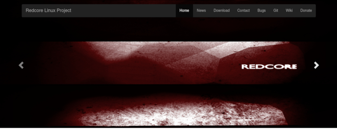 Screenshot of Redcore Linux's website