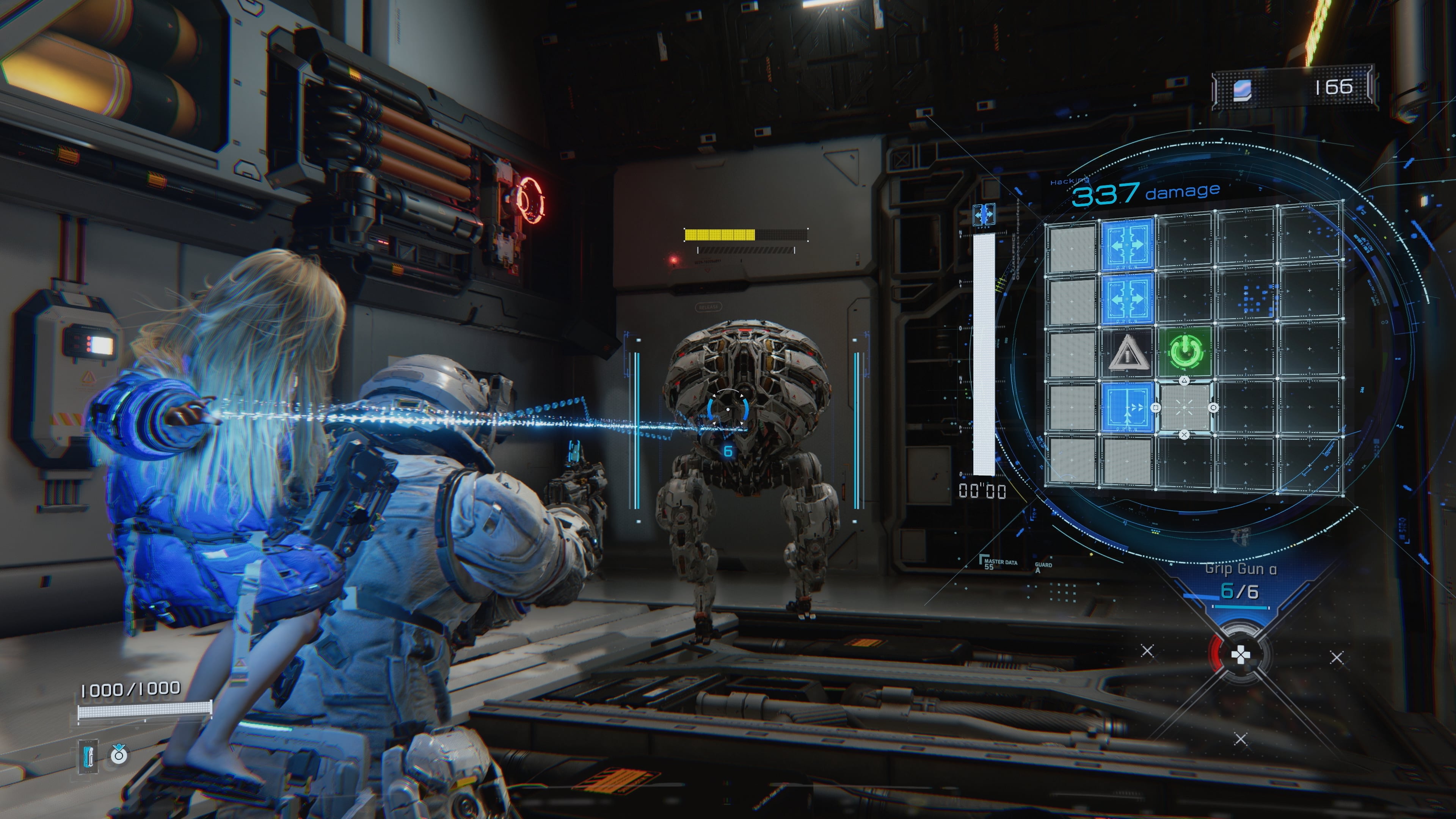 A screenshot from sci-fi game Pragmata