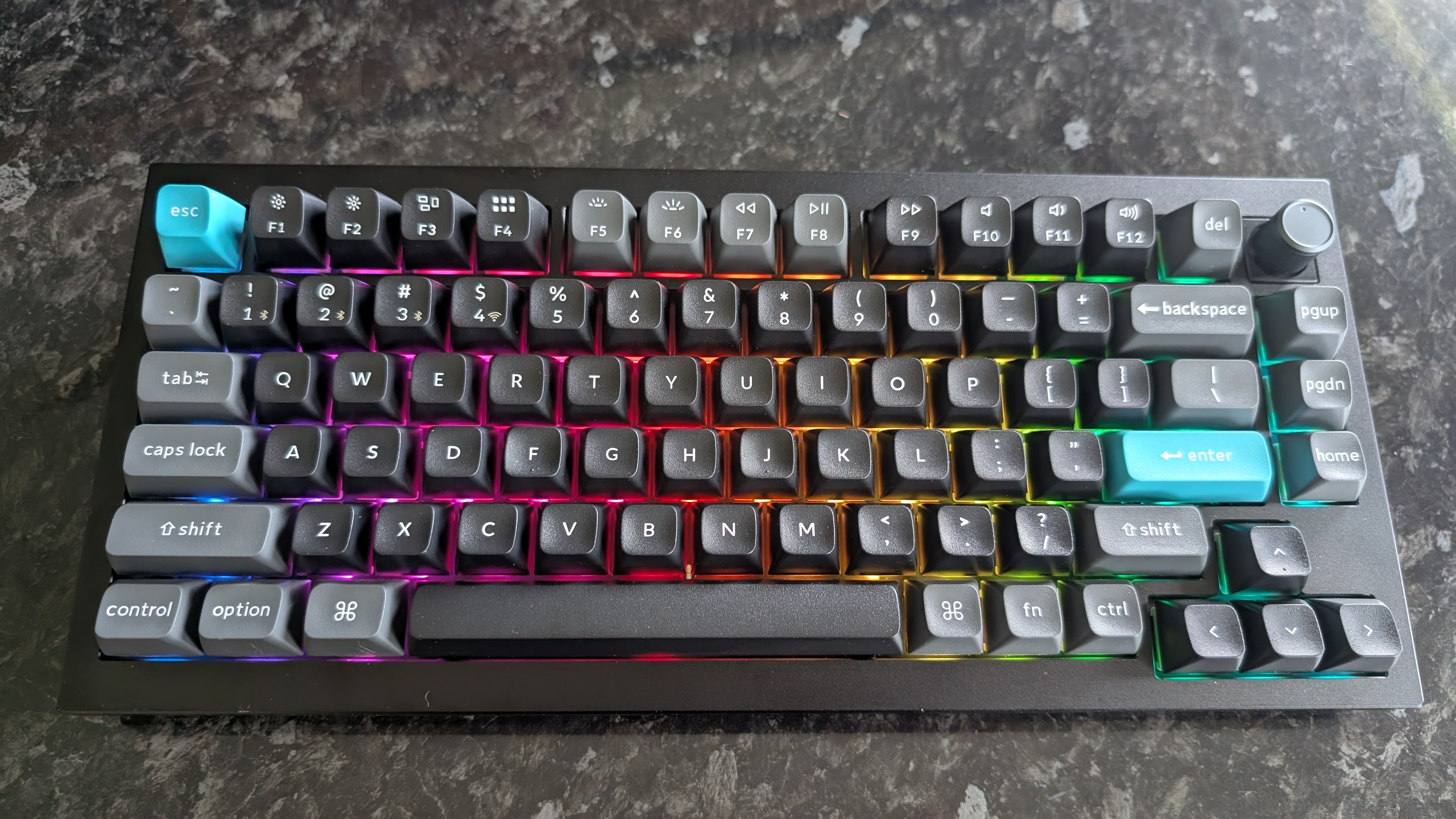 The Keychron Q1 Ultra 8K, photographed on a dark marble worktop.