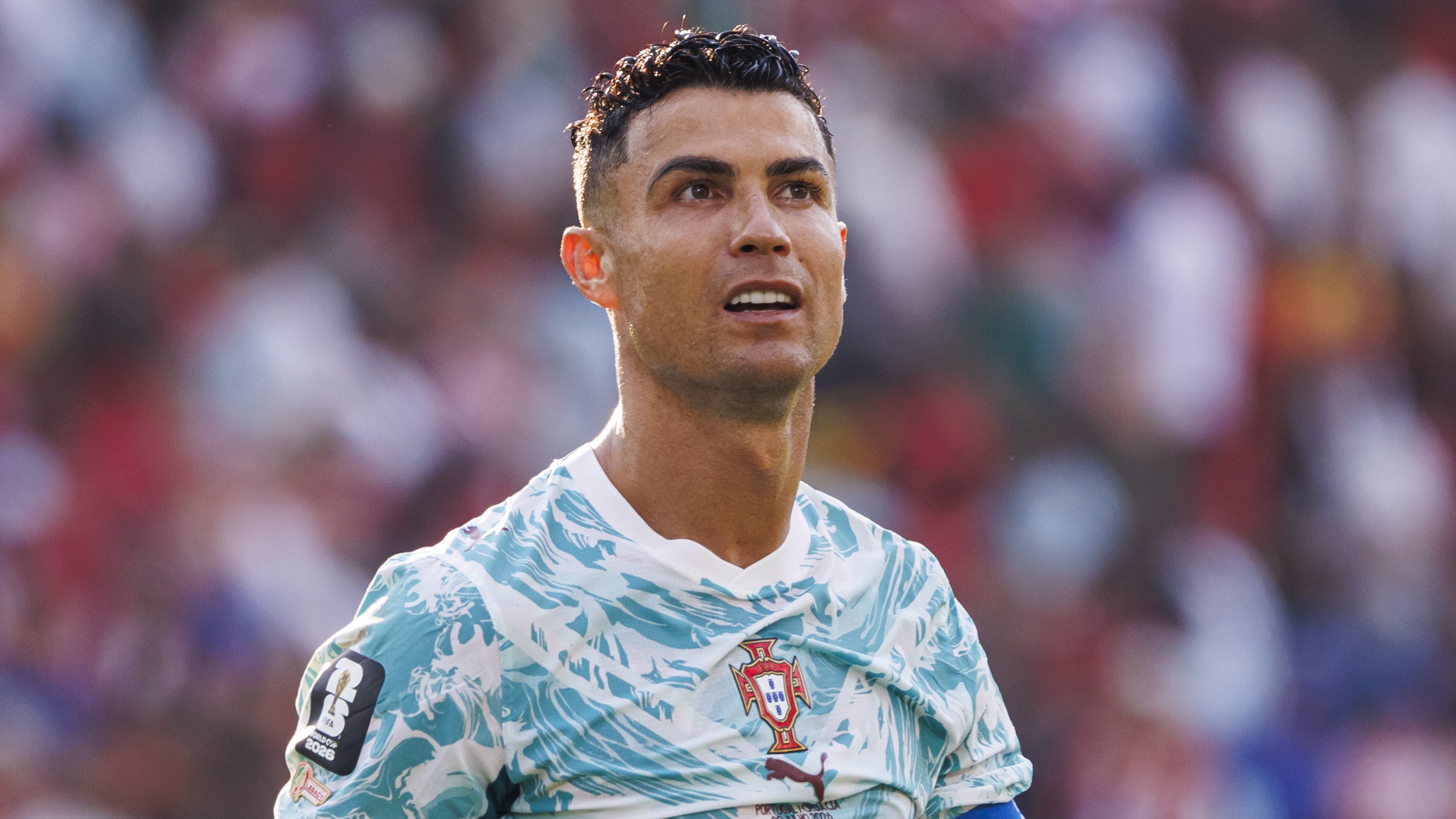 Cristiano Ronaldo of Portugal looks on during the FIFA World Cup 2026 Round Of 32 match between Portugal and Croatia at Toronto Stadium on July 2, 2026 in Toronto, Canada