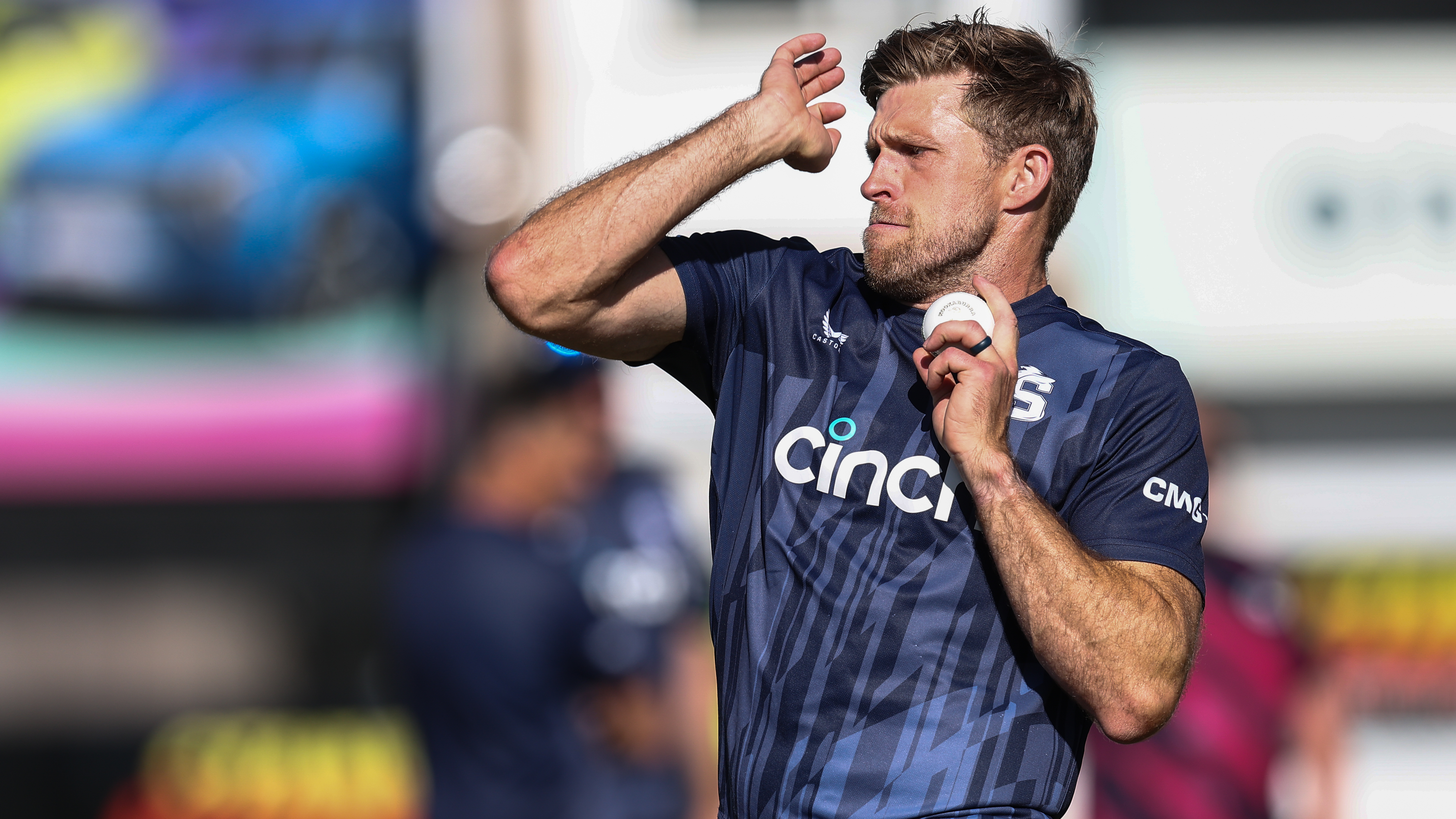 David Willey of Northamptonshire Steelbacks warming up before the start of play during the T20 Vitality Blast match between Northamptonshire Steelbacks Men and Gloucestershire