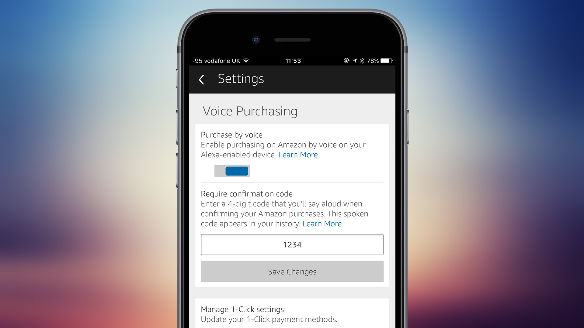 8. Switch on Voice Purchasing PIN