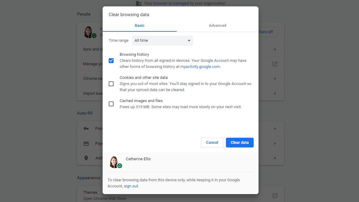 Google Chrome history