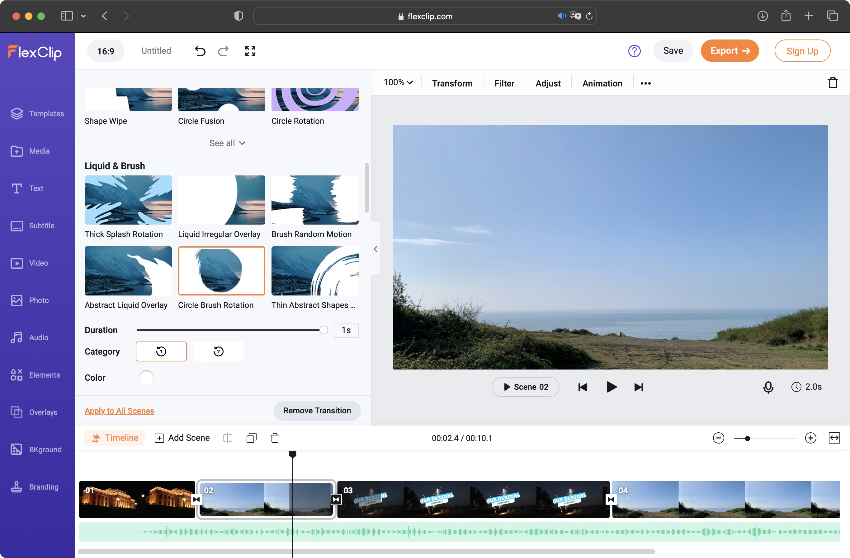 FlexClip online video maker in use