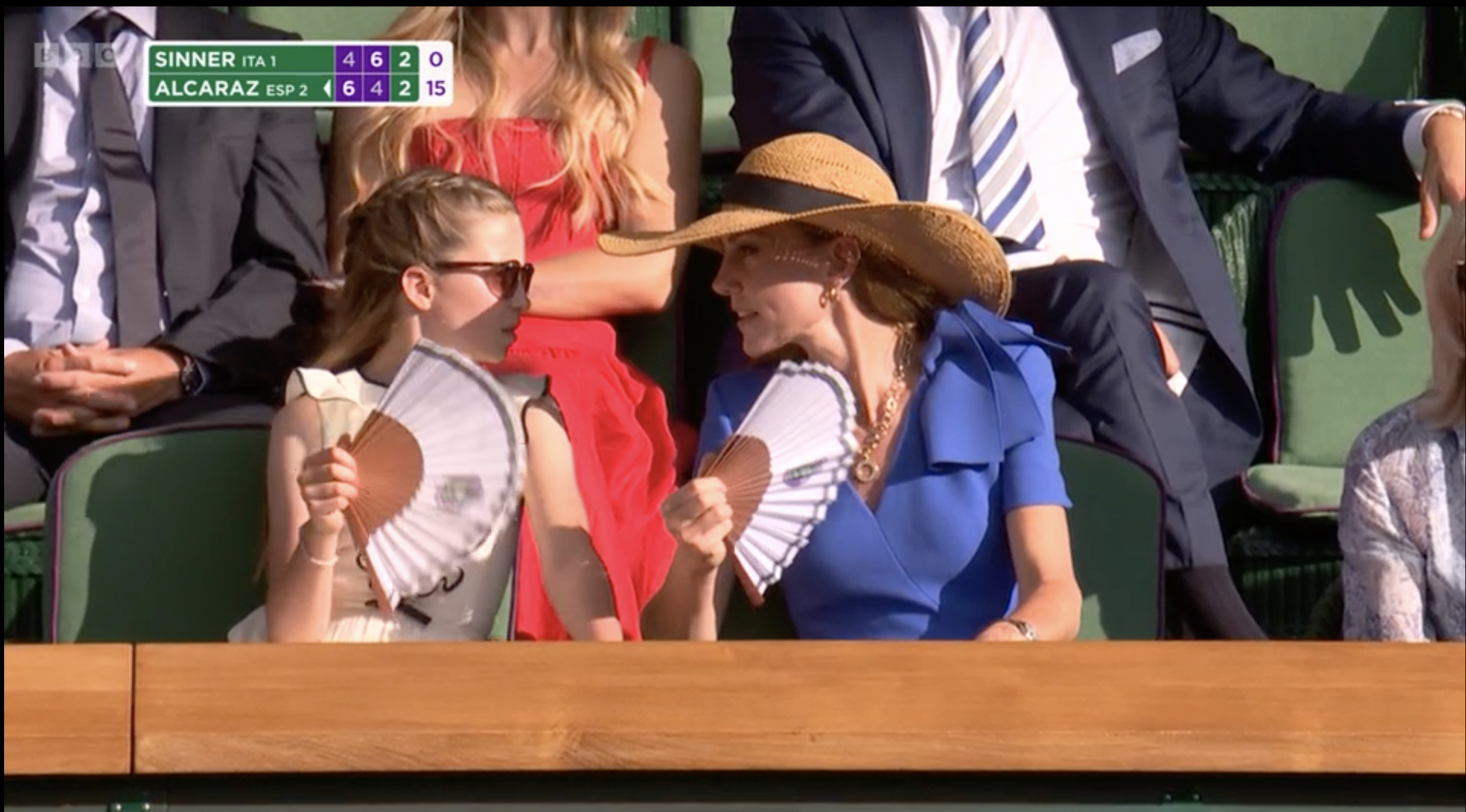 Kate and Princess Charlotte in Wimbledon men's final royal box crowd
