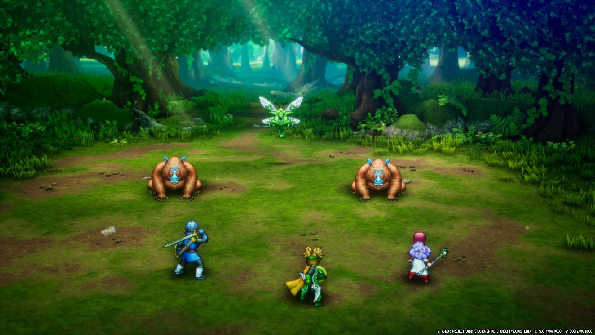 3 characters engage in battle in Dragon Quest I &amp; II HD-2D Remake