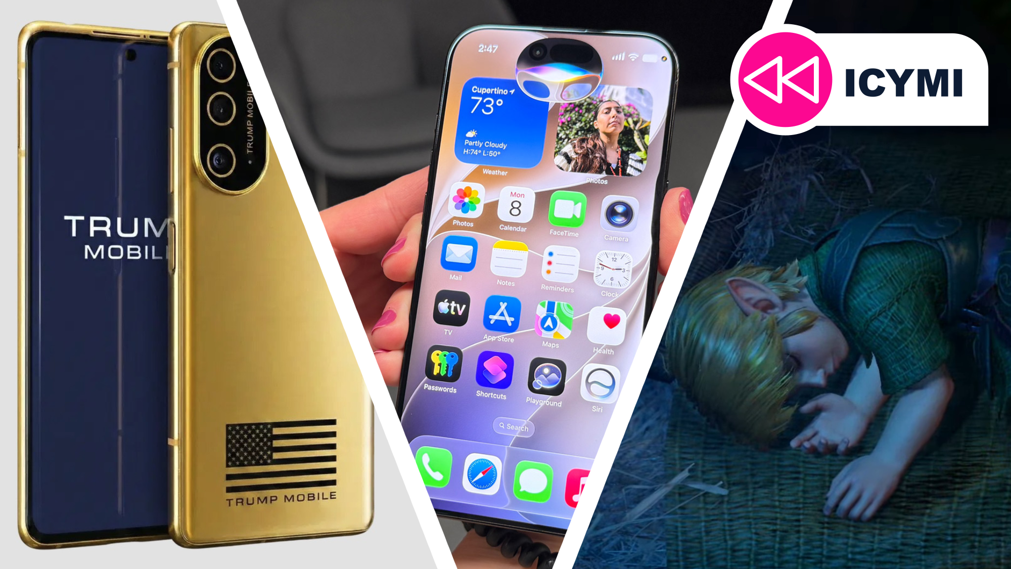 The Trump T1 phone, Link in bed, and an iPhone