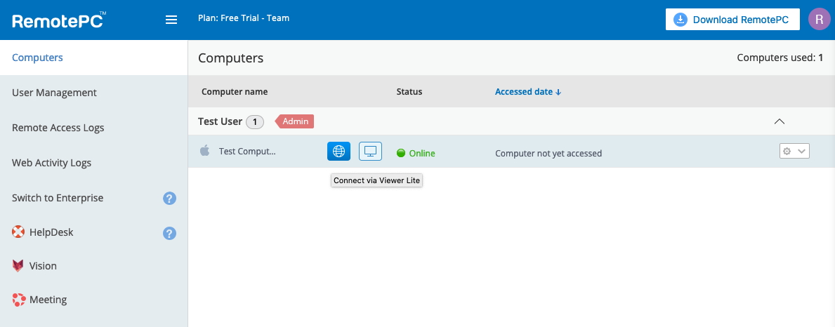 You can see all your connected computers from your RemotePC online account&amp;rsquo;s dashboard