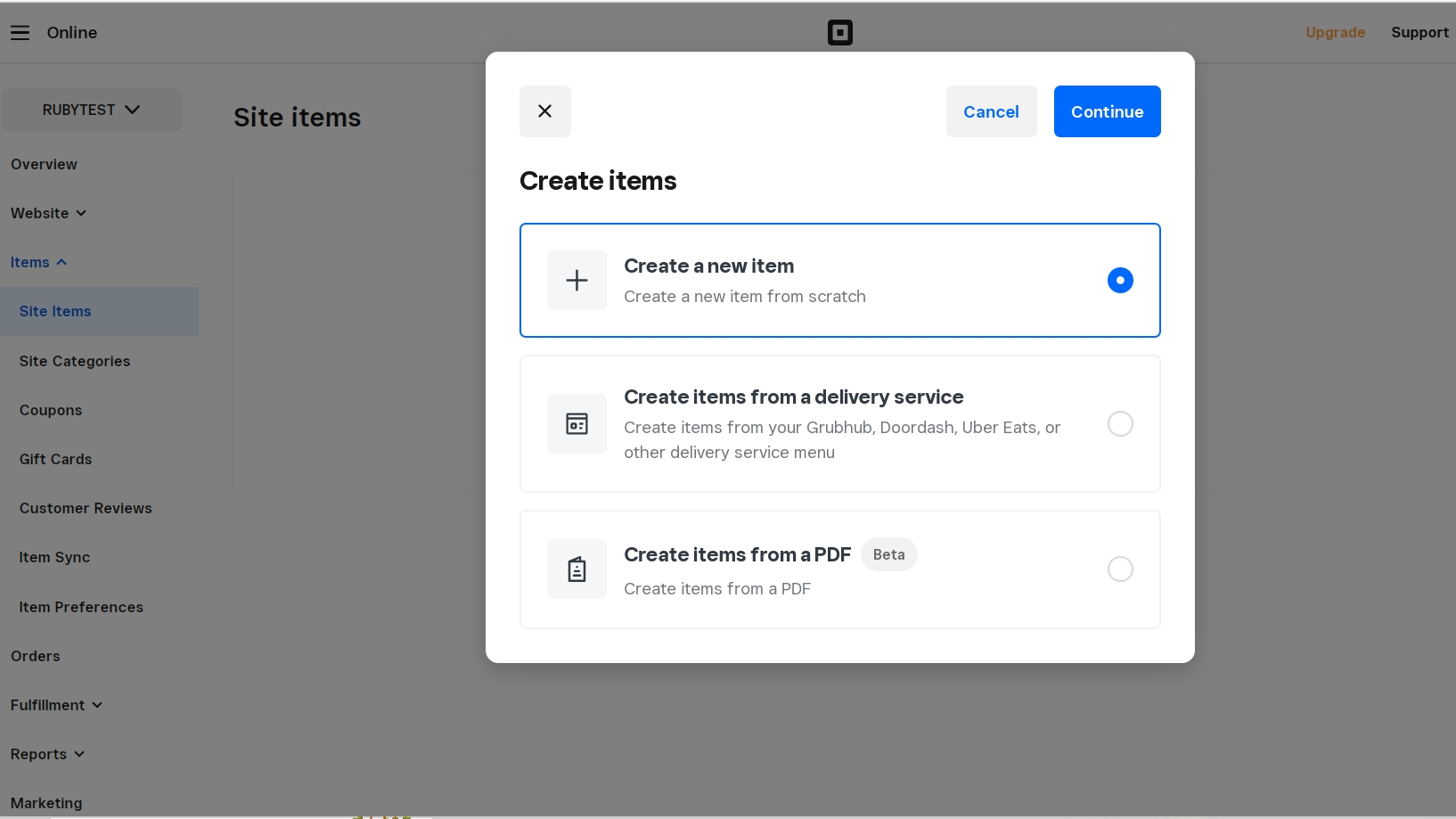 Square dashboard screenshot