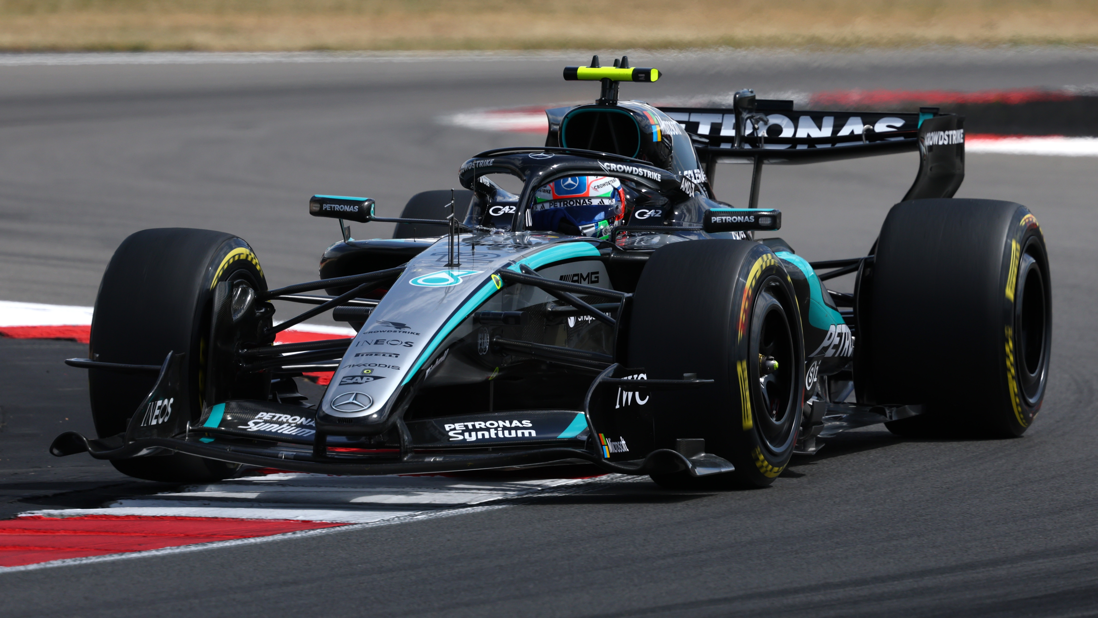 Andrea Kimi Antonelli of Italy driving the (12) Mercedes AMG Petronas F1 Team W17on track during the Sprint ahead of the F1 Grand Prix of Great Britain