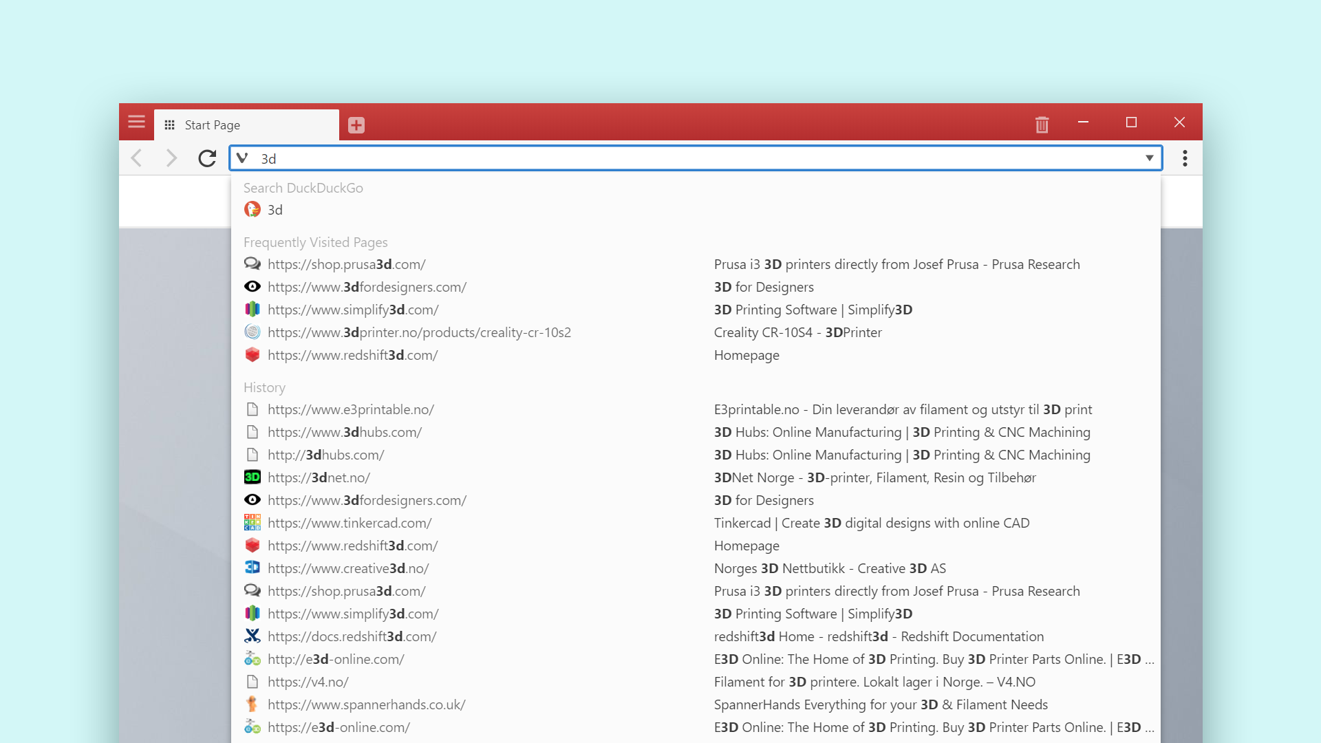 Vivaldi frequently visited sites