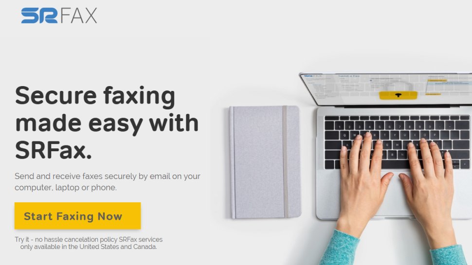 Website screenshot of SRFax (November, 2025)