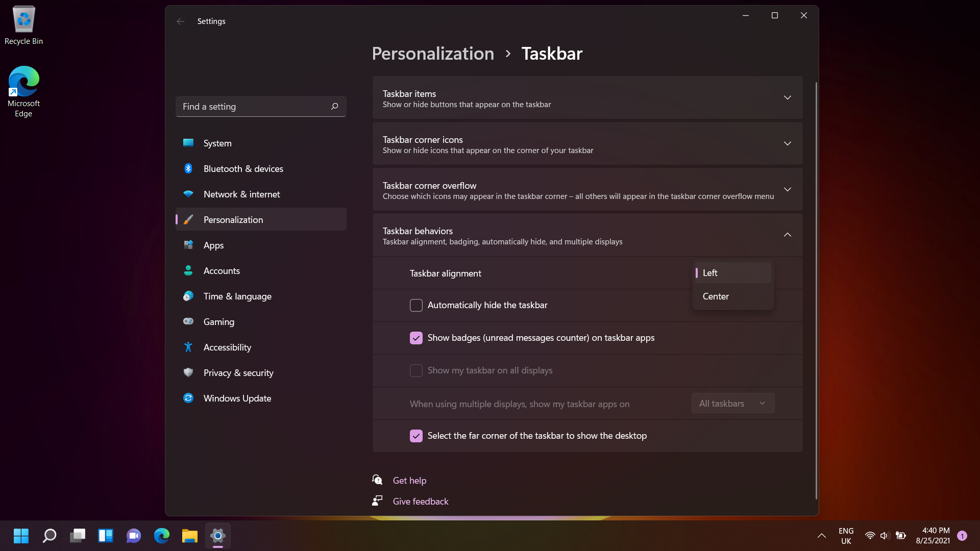 Windows 11, moving icons in the Start menu