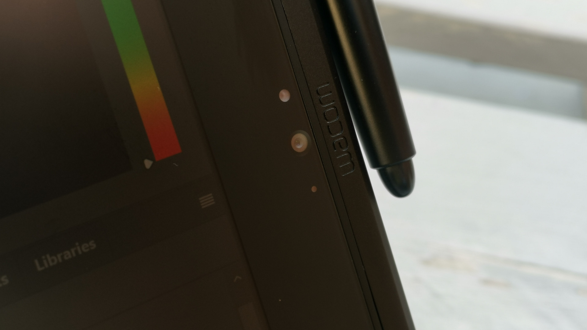 Closeup of the front camera on the Wacom Mobile Studio Pro