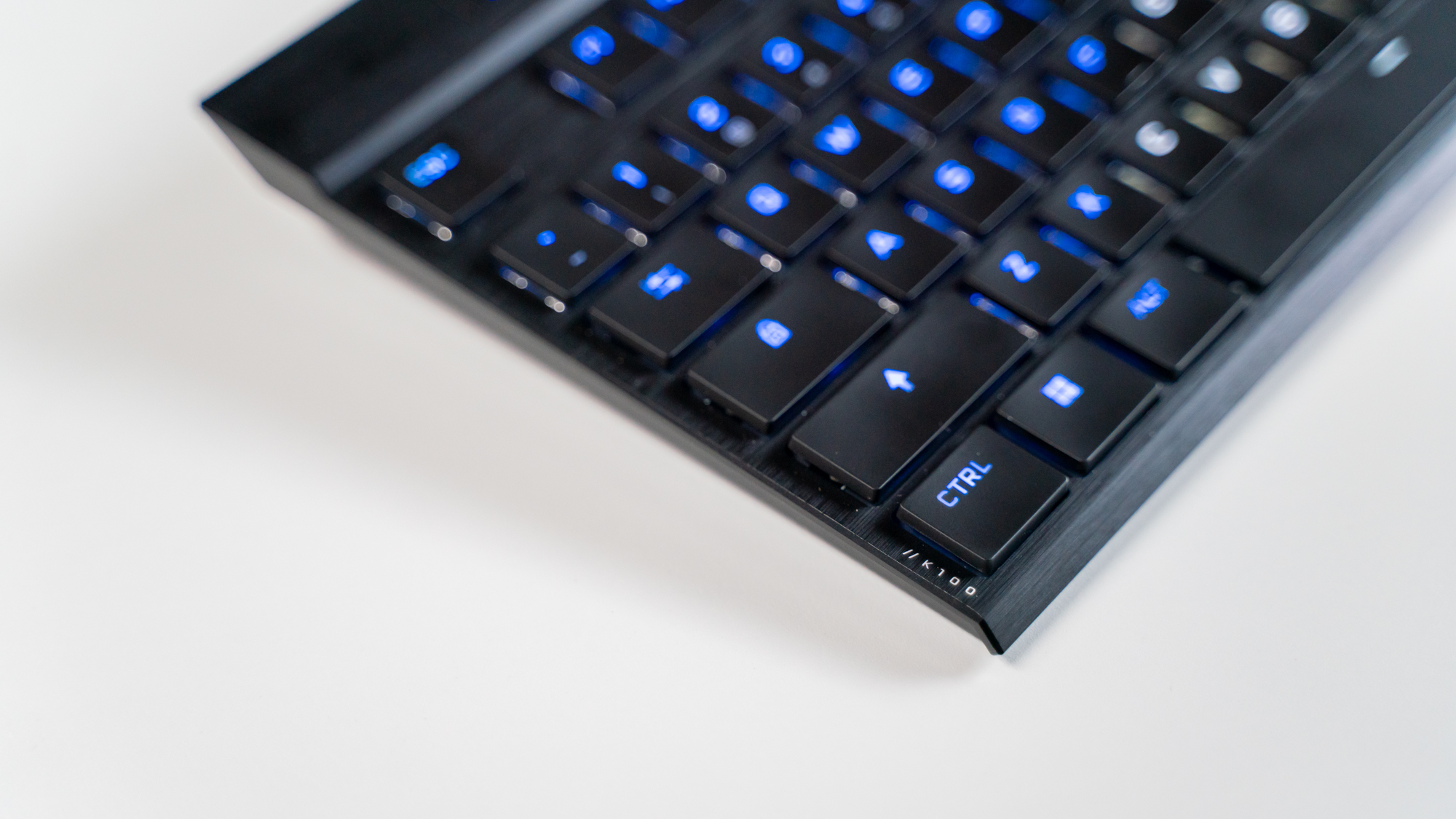 Corsair K100 Air Wireless on a white desk