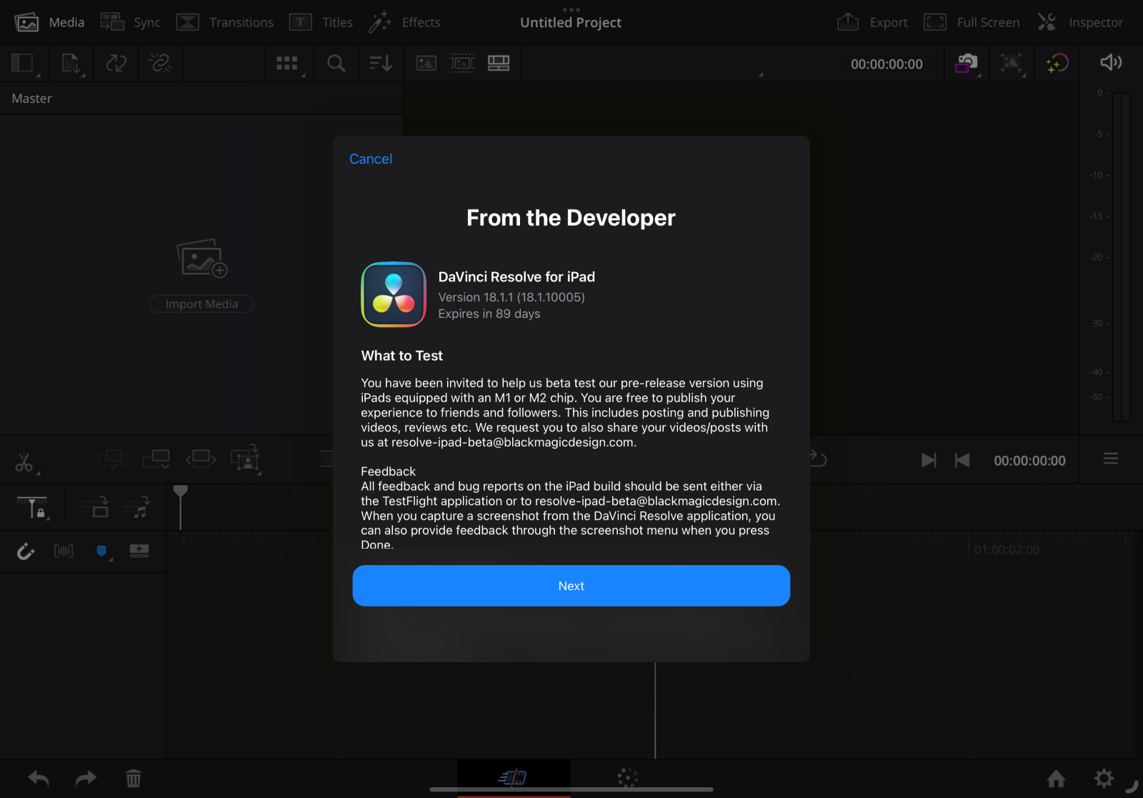 DaVinci Resolve on iPad, the free video editing app