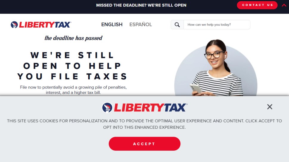 Liberty Tax website screenshot (May 2025)