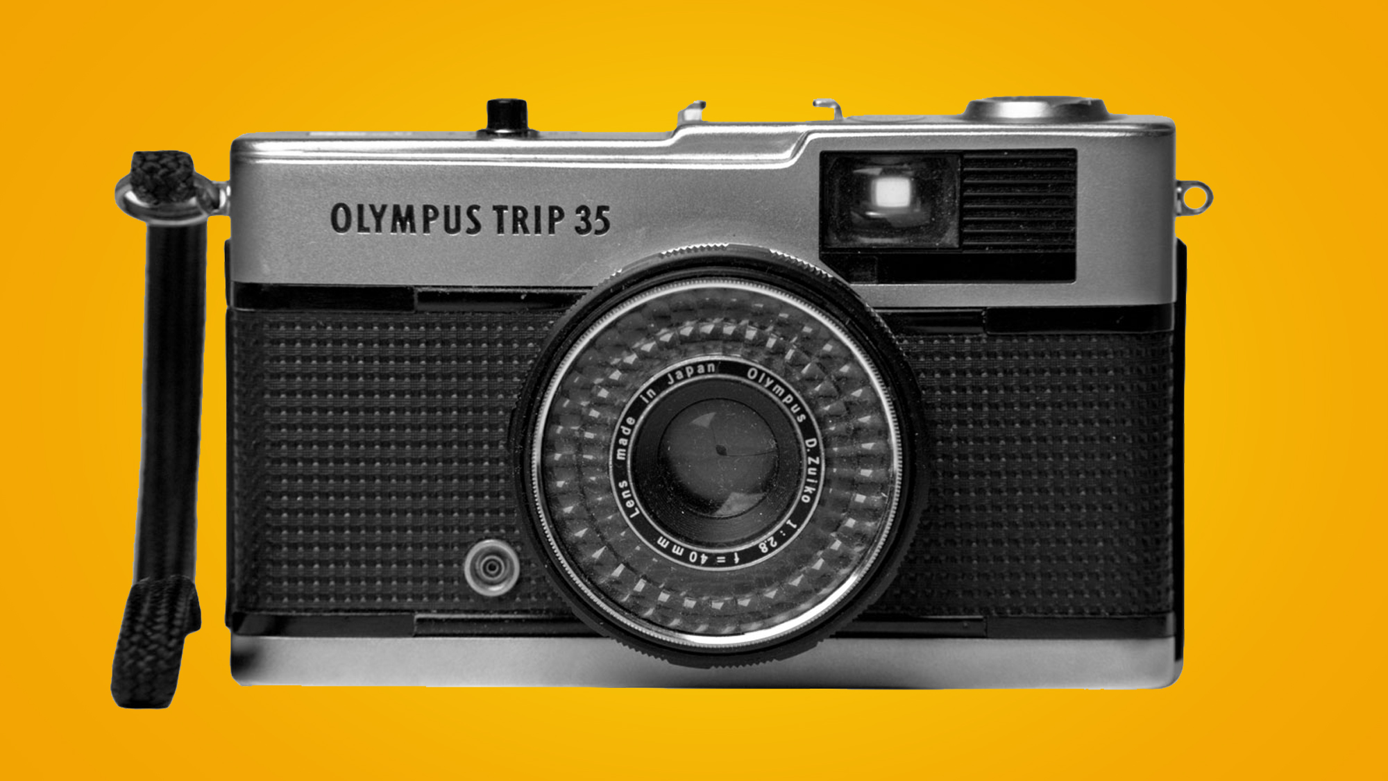 Olympus Trip 35 on an orange background
