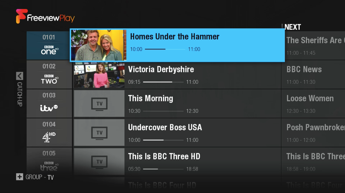 The EPG looks very similar to past iterations, but scroll left and you can access catch-up services