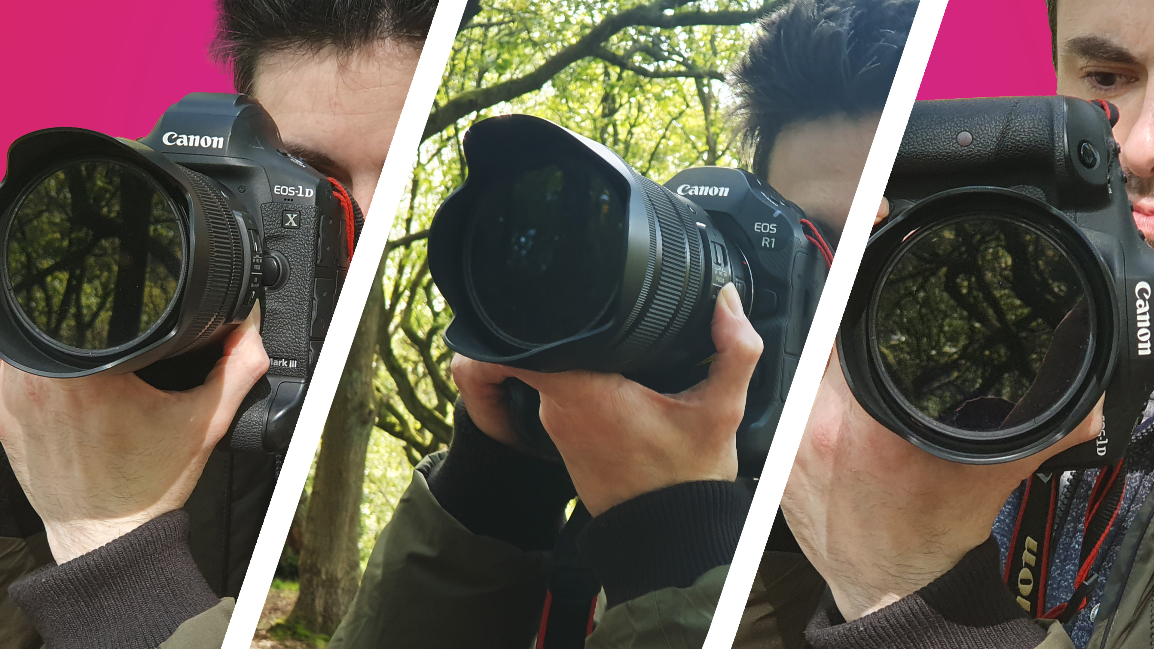 A comp of the Canon EOS R1 and EOS 1DX Mark III cameras