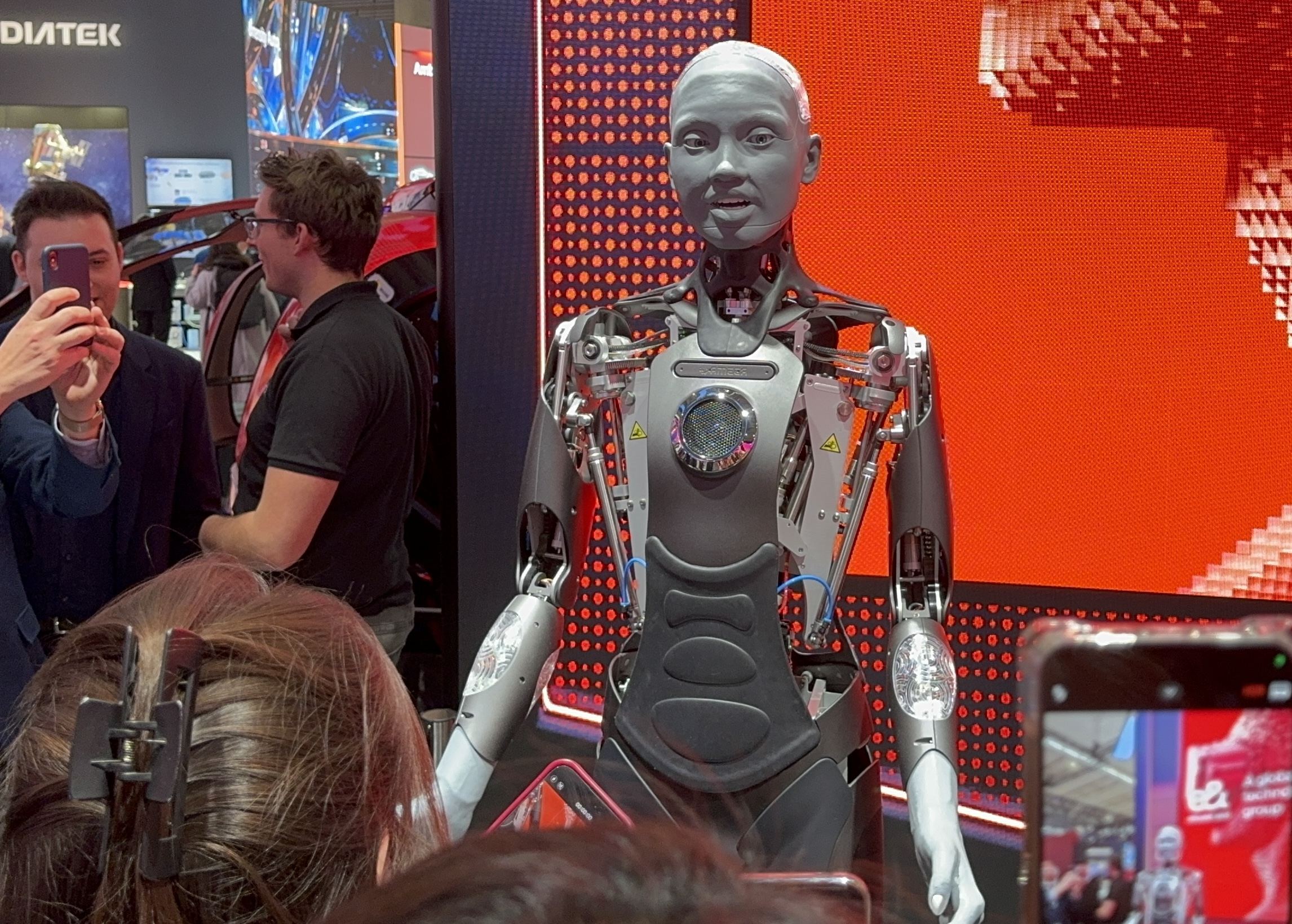 a photo of the Ameca gen 2 robot at MWC 2024