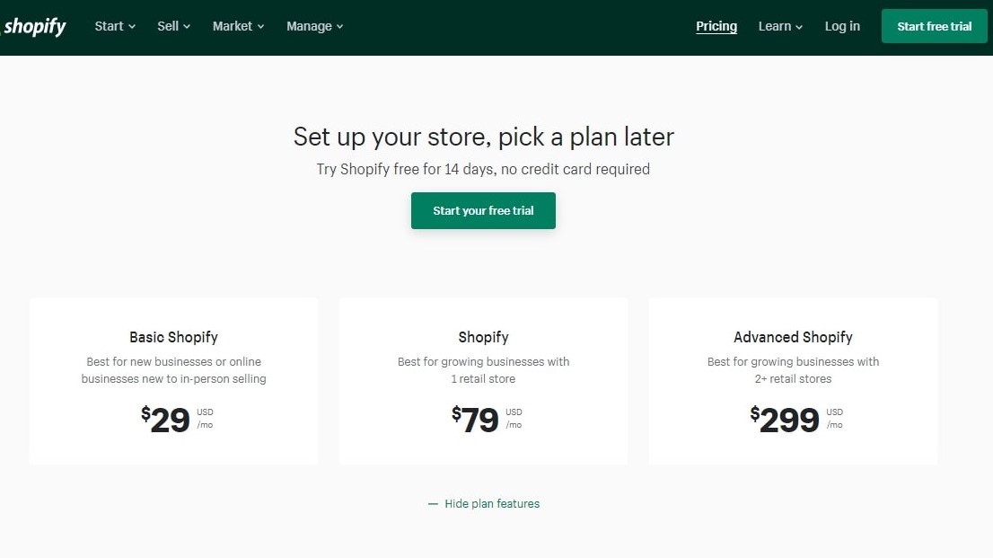 Shopify Pricing