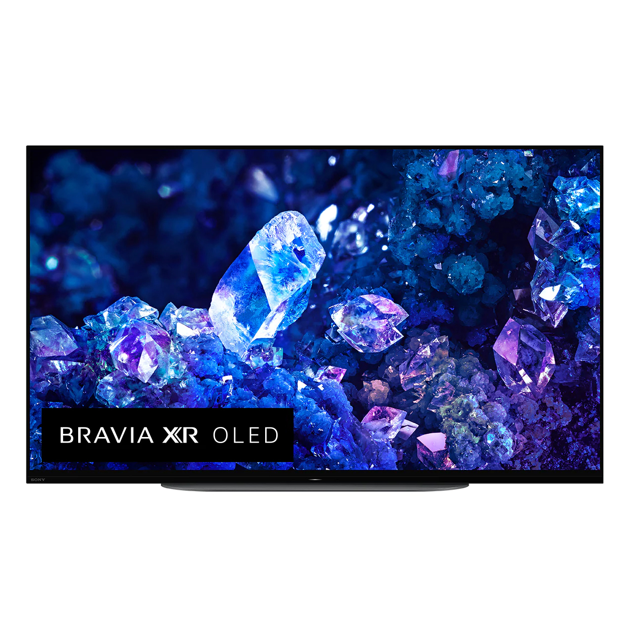 The Sony X90K LED TV displaying an abstract blue pattern