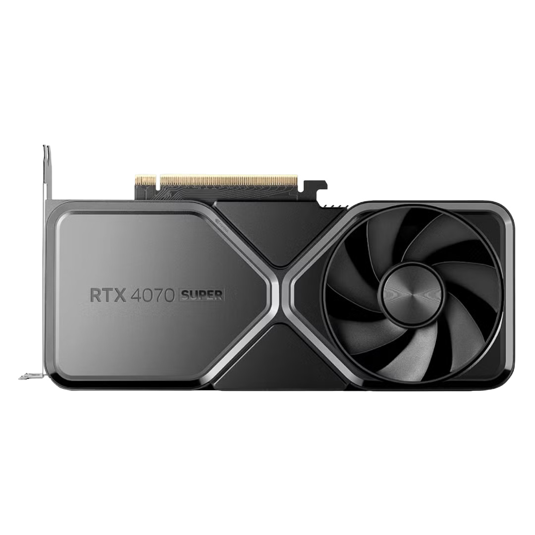 An Nvidia RTX 4070 Super against a white background