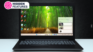A Windows laptop with a screenshot illustrating the Clipboard History feature in the bottom right of the screen