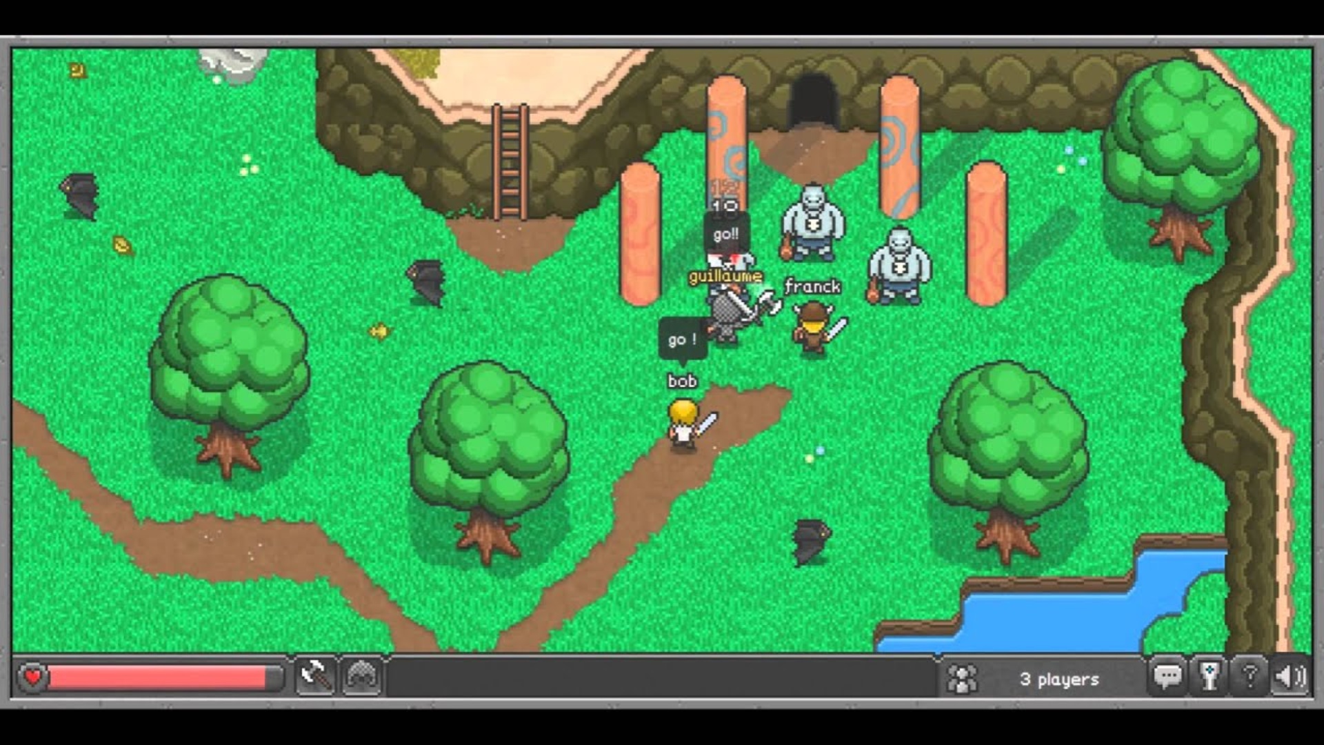 best online games &amp;ndash; player character standing near the entrance to a cave guarded by several other characters