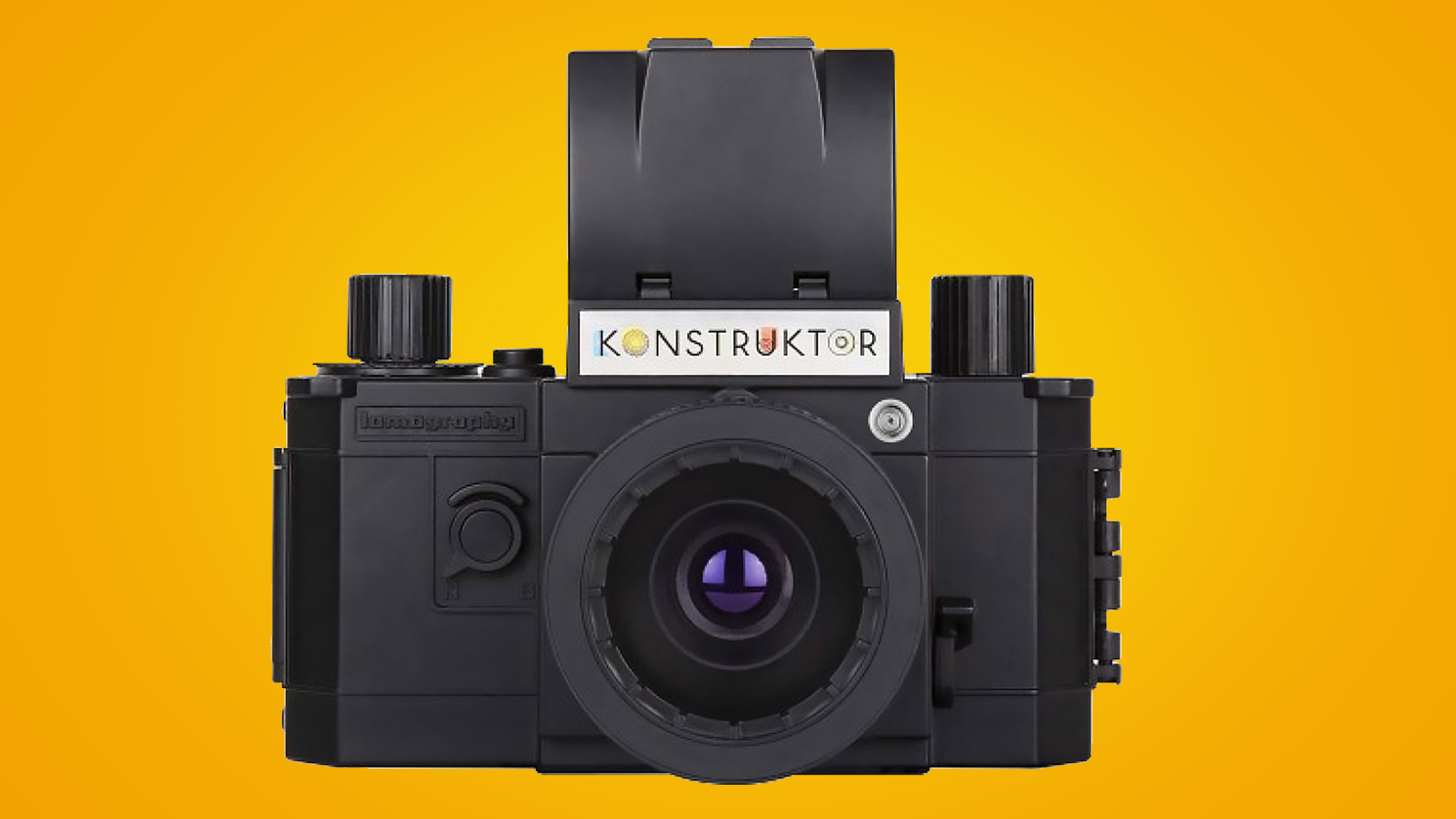 Lomography Konstruktor F on an orange background