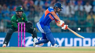 Ishan Kishan of India bats during the ICC Men's T20 World Cup India & Sri Lanka 2026 match between India and Pakistan at R. Premadasa Stadium on February 15, 2026 in Colombo, Sri Lanka.