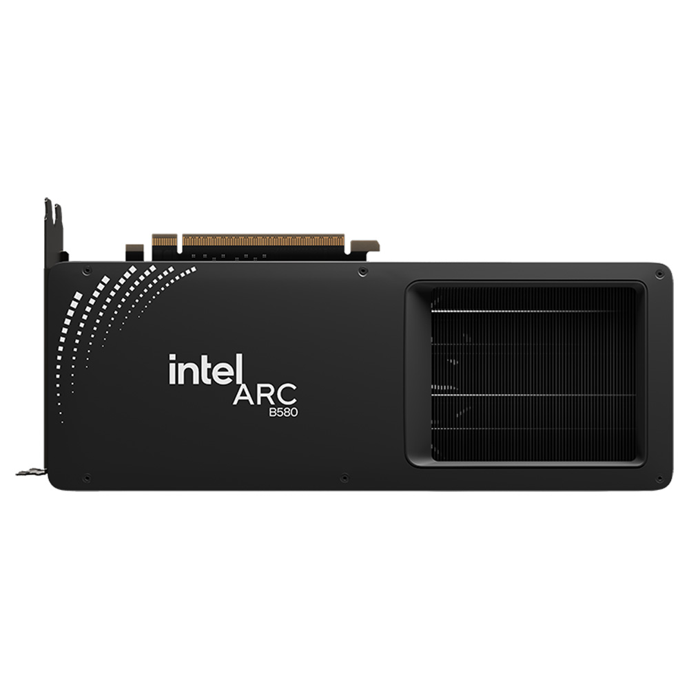 An Intel Arc B580 against a white background