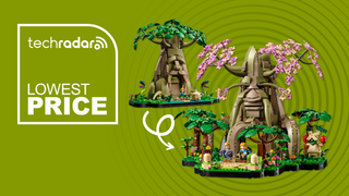 The Lego Great Deku Tree lego set next to a label reading "lowest price"